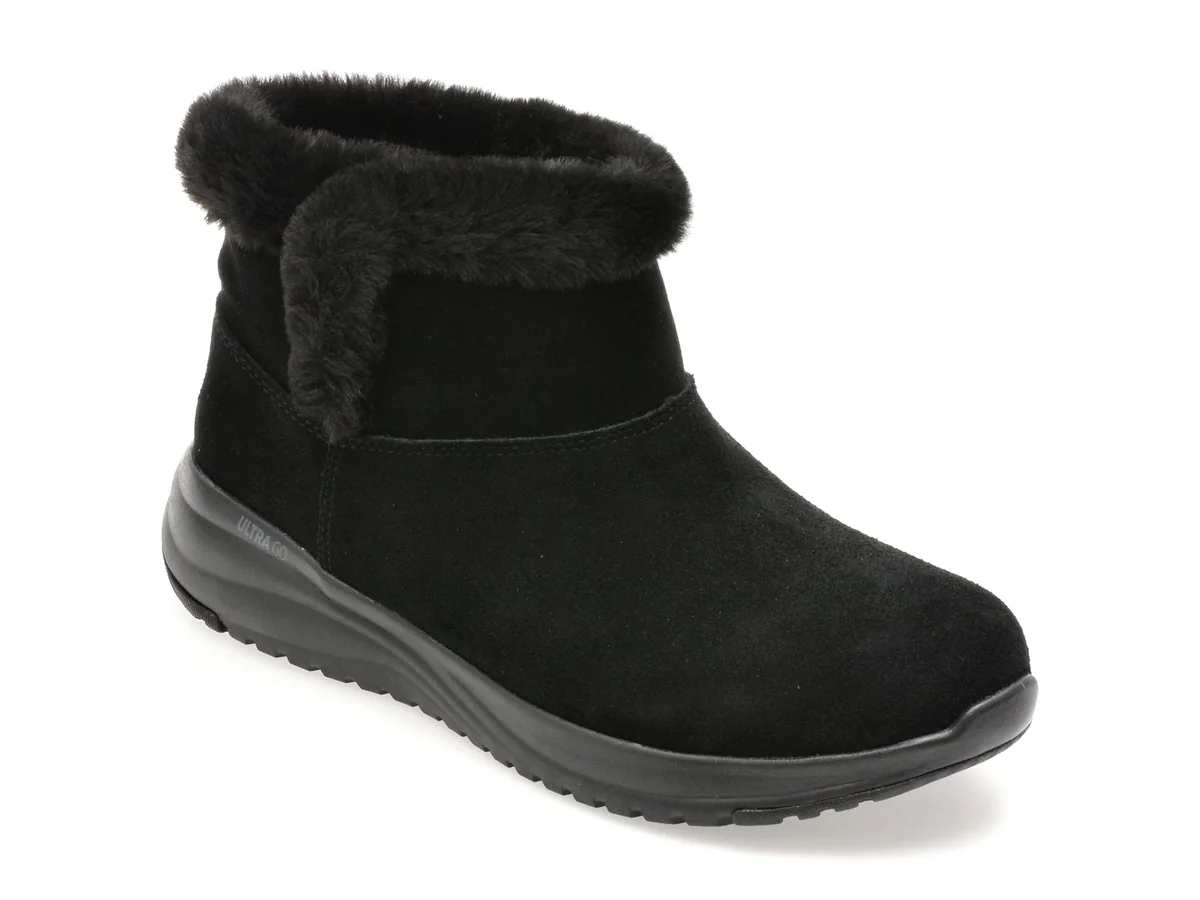 Ghete Skechers Negre On-The-Go Stellar Din Piele Întoarsă