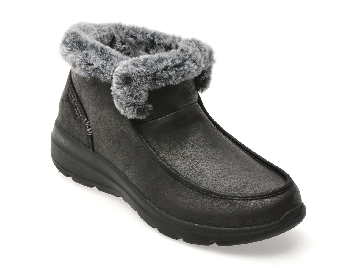 Ghete Skechers Negre, Glacial Ultra, Din Material Textil