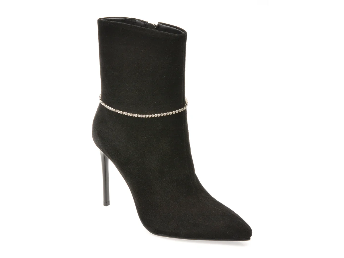 Botine Elegante Aldo Negre, 2231, Din Piele Intoarsa