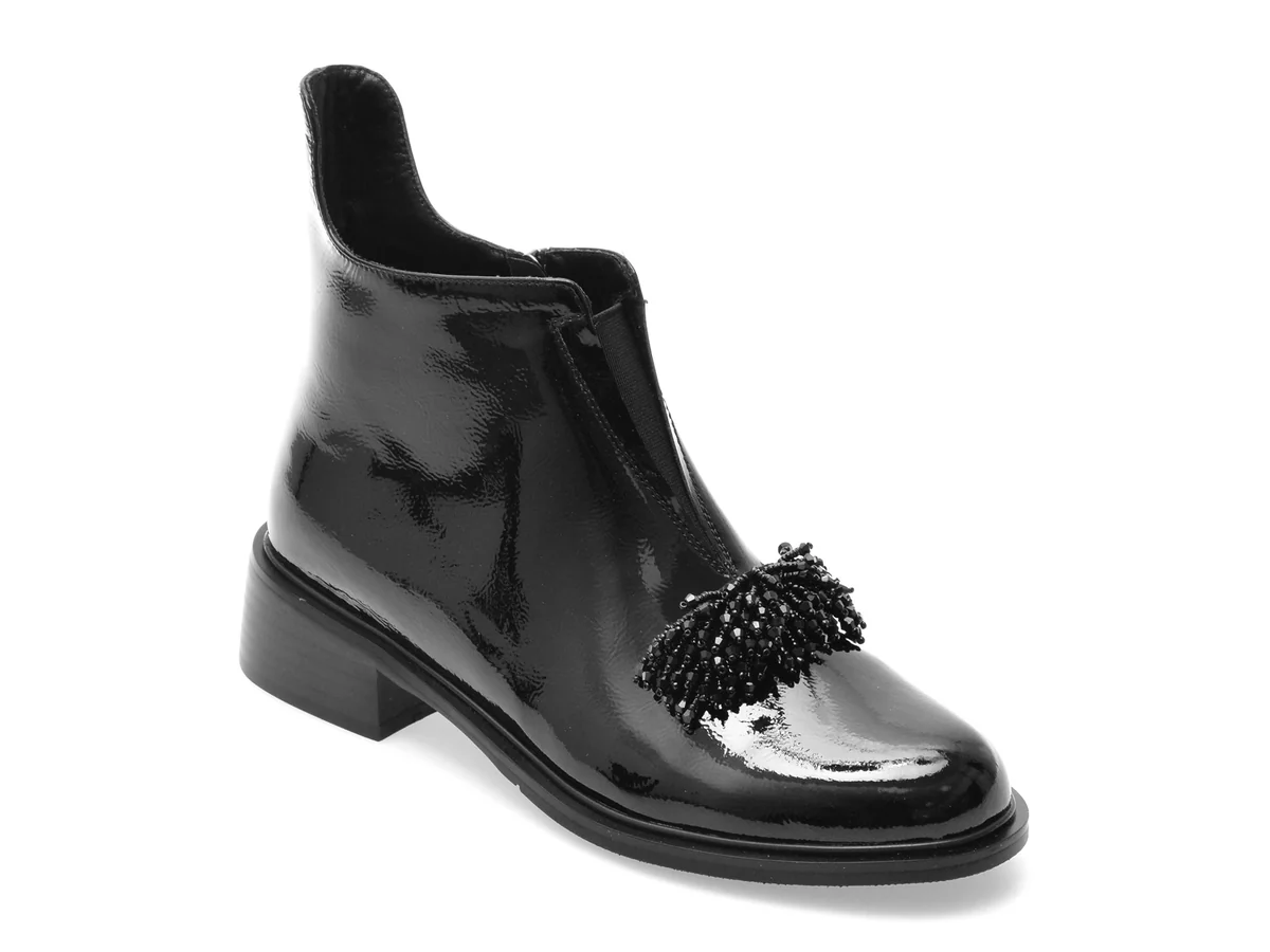 Ghete Epica Negre, M830, Din Piele Naturala Lăcuită