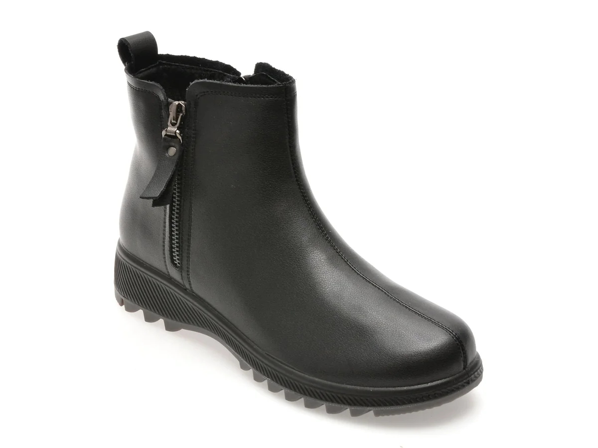 Ghete Flavia Passini Negre, W8502, Din Piele Naturală