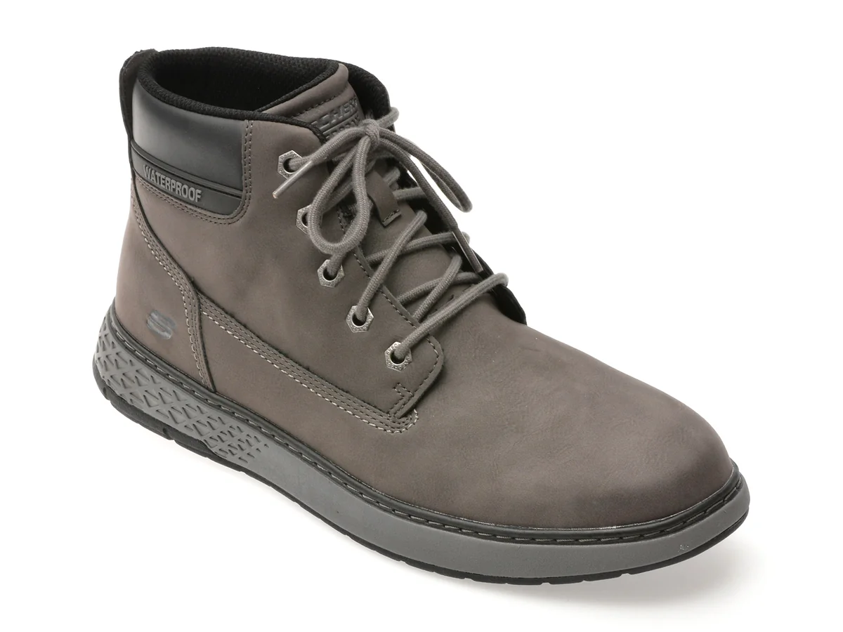 Ghete Skechers Gri, Garlan, Din Piele Ecologică