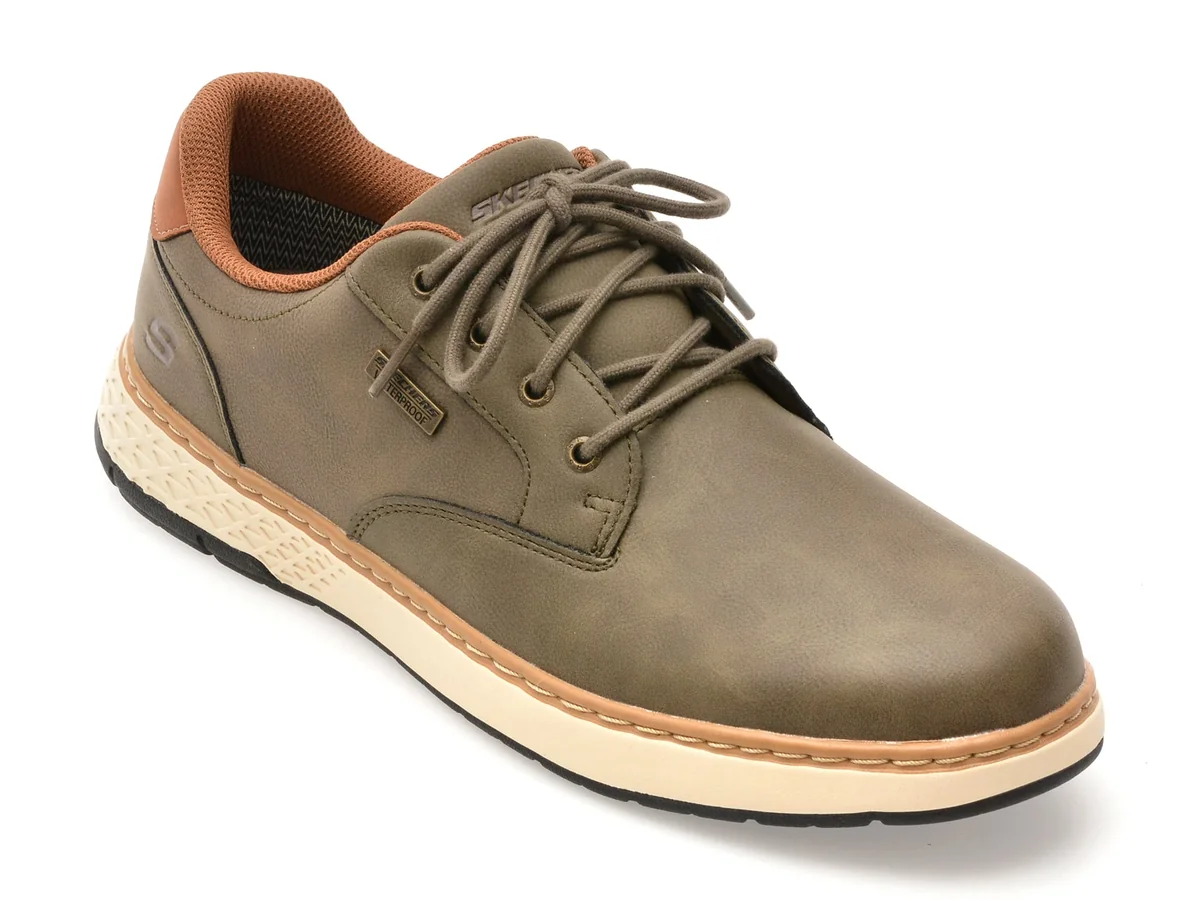 Pantofi Sport Skechers Kaki, Garlan, Din Piele Ecologică