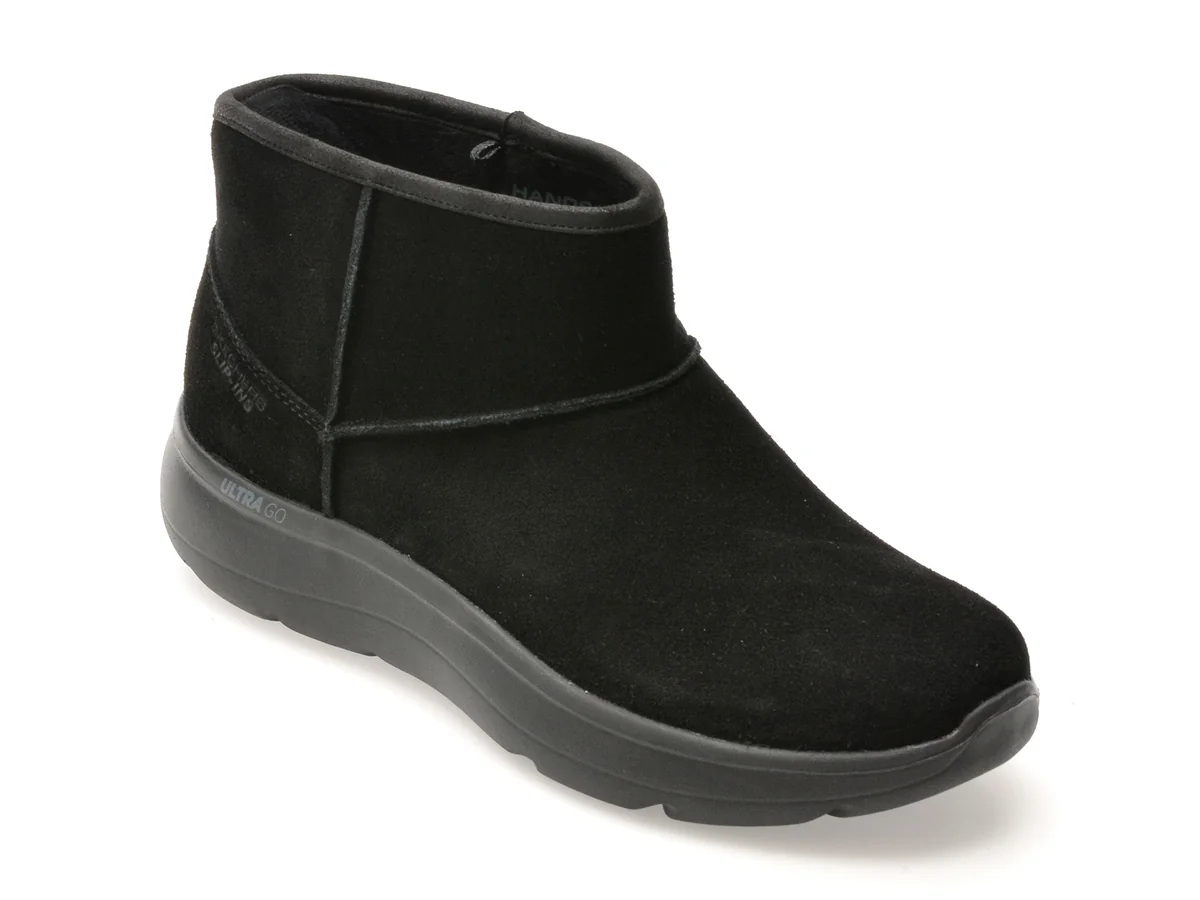 Ghete Skechers Negre, On-The-Go Encore, Din Piele Întoarsă