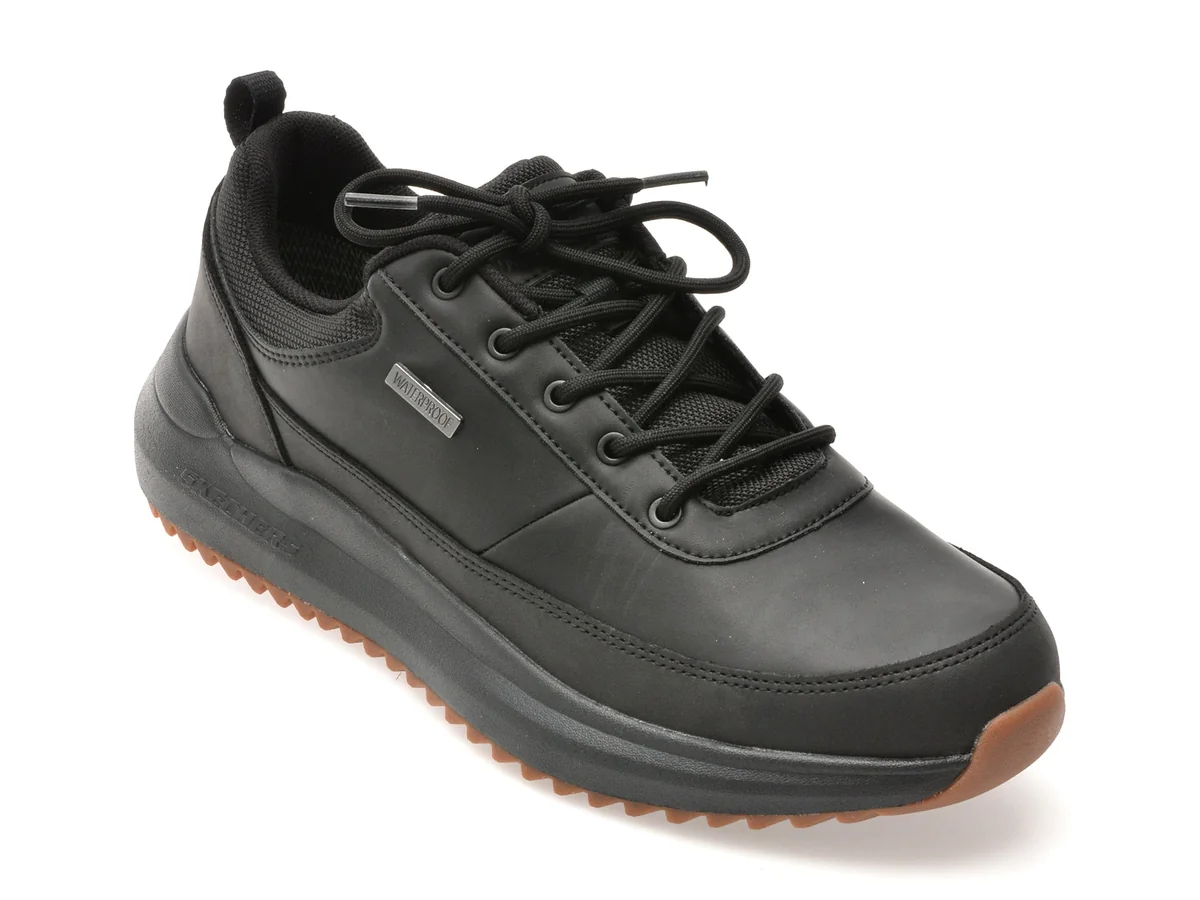 Pantofi Sport Skechers Negri, Parnell, Din Piele Naturala