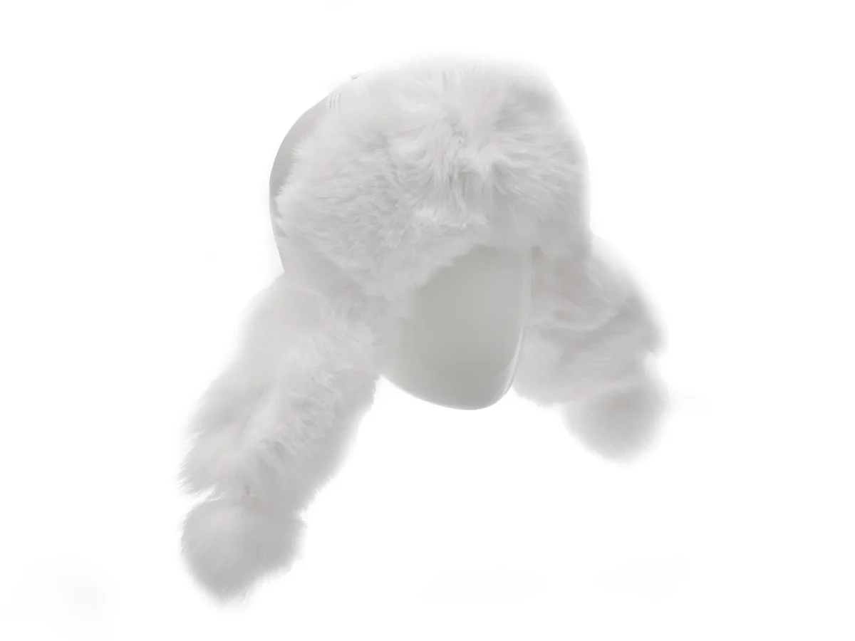 Caciula Klop Alb, Zimuska, Din Piele Naturala