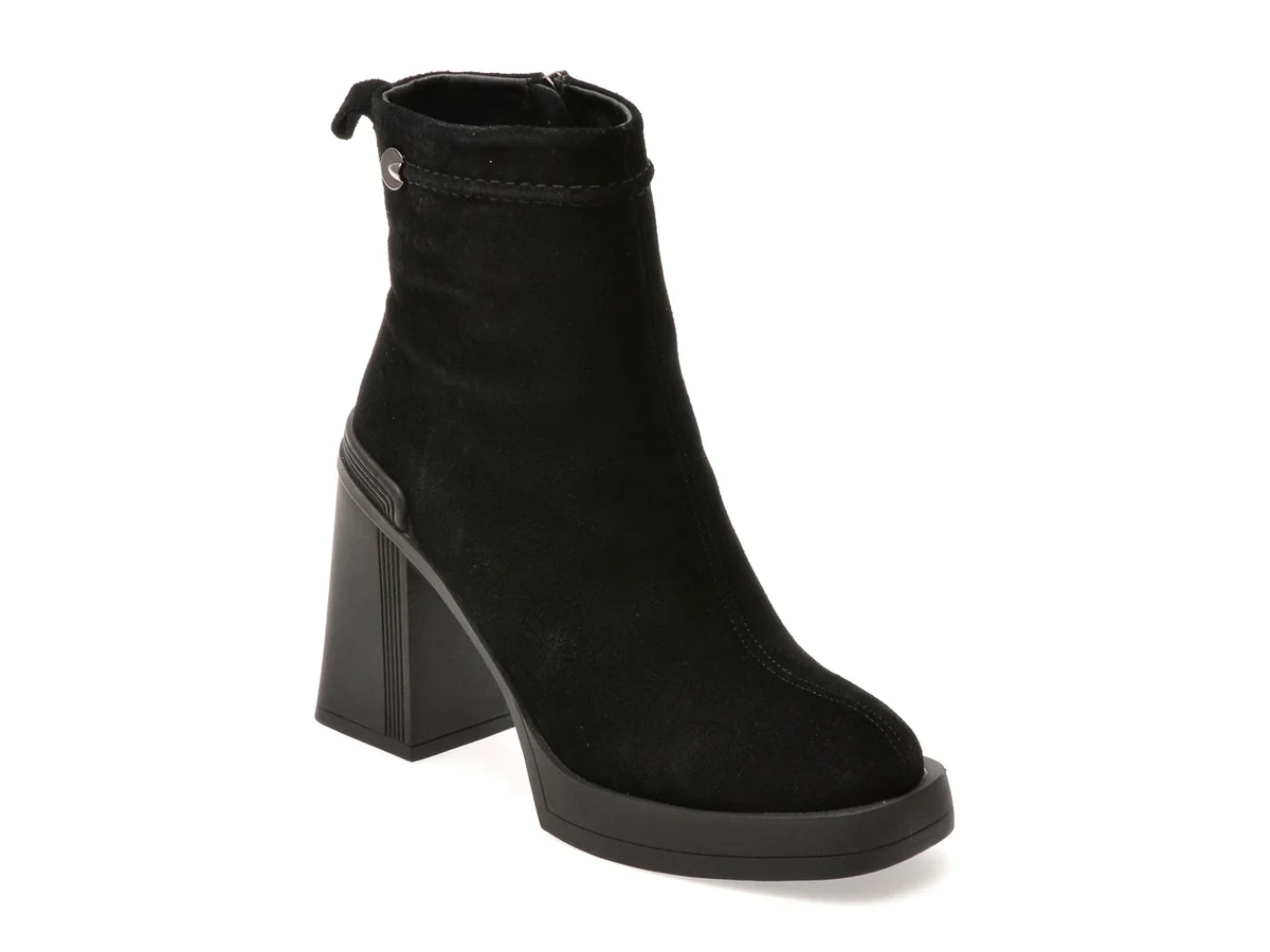 Botine Aldo Negre, 70010, Din Piele Întoarsă