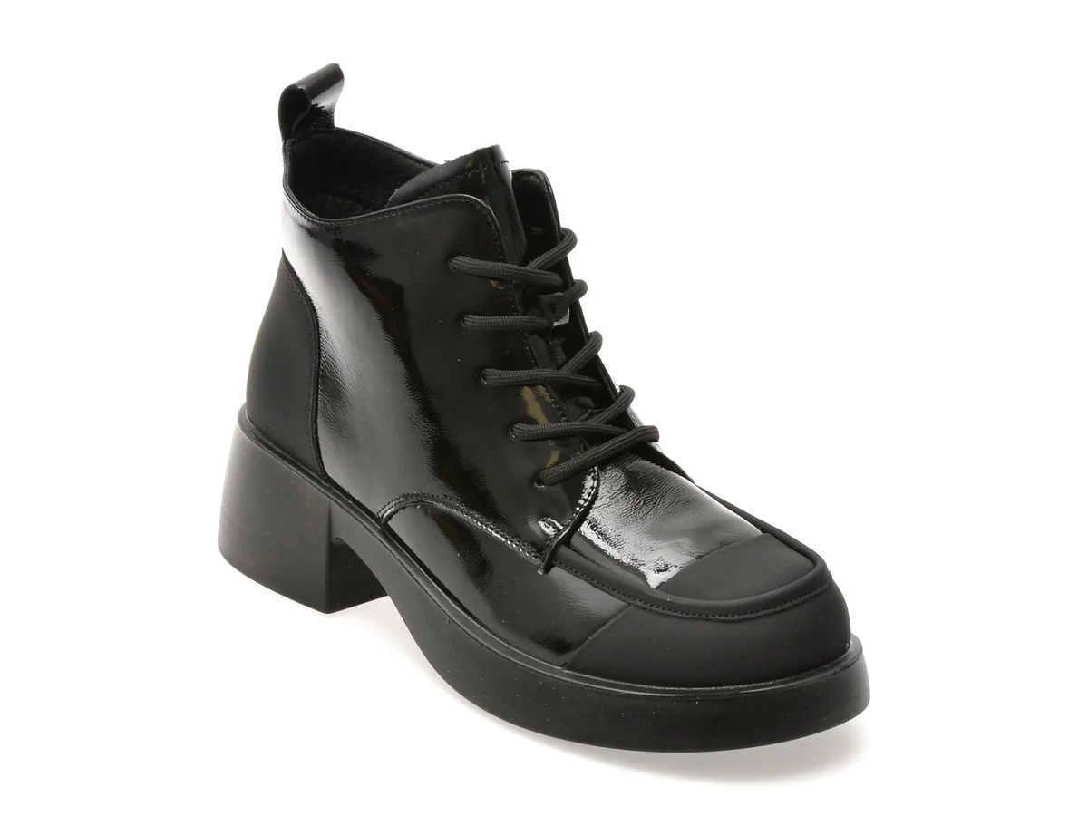 Ghete Flavia Passini Negre E6326 Din Piele Naturală Lăcuită
