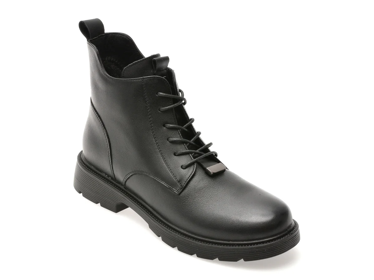 Ghete Flavia Passini Negre, E0960, Din Piele Naturala