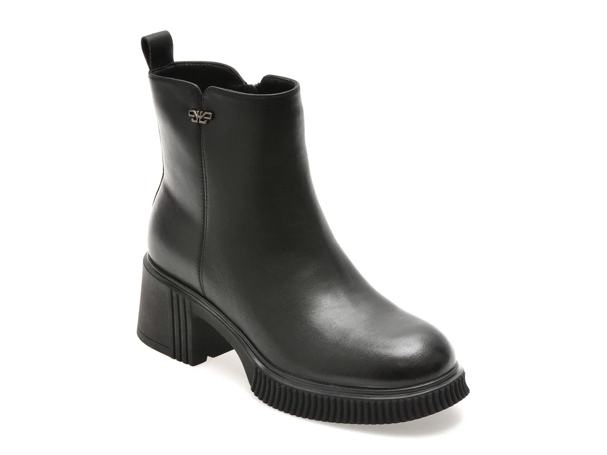 Ghete Flavia Passini Negre, 4J215, Din Piele Naturala