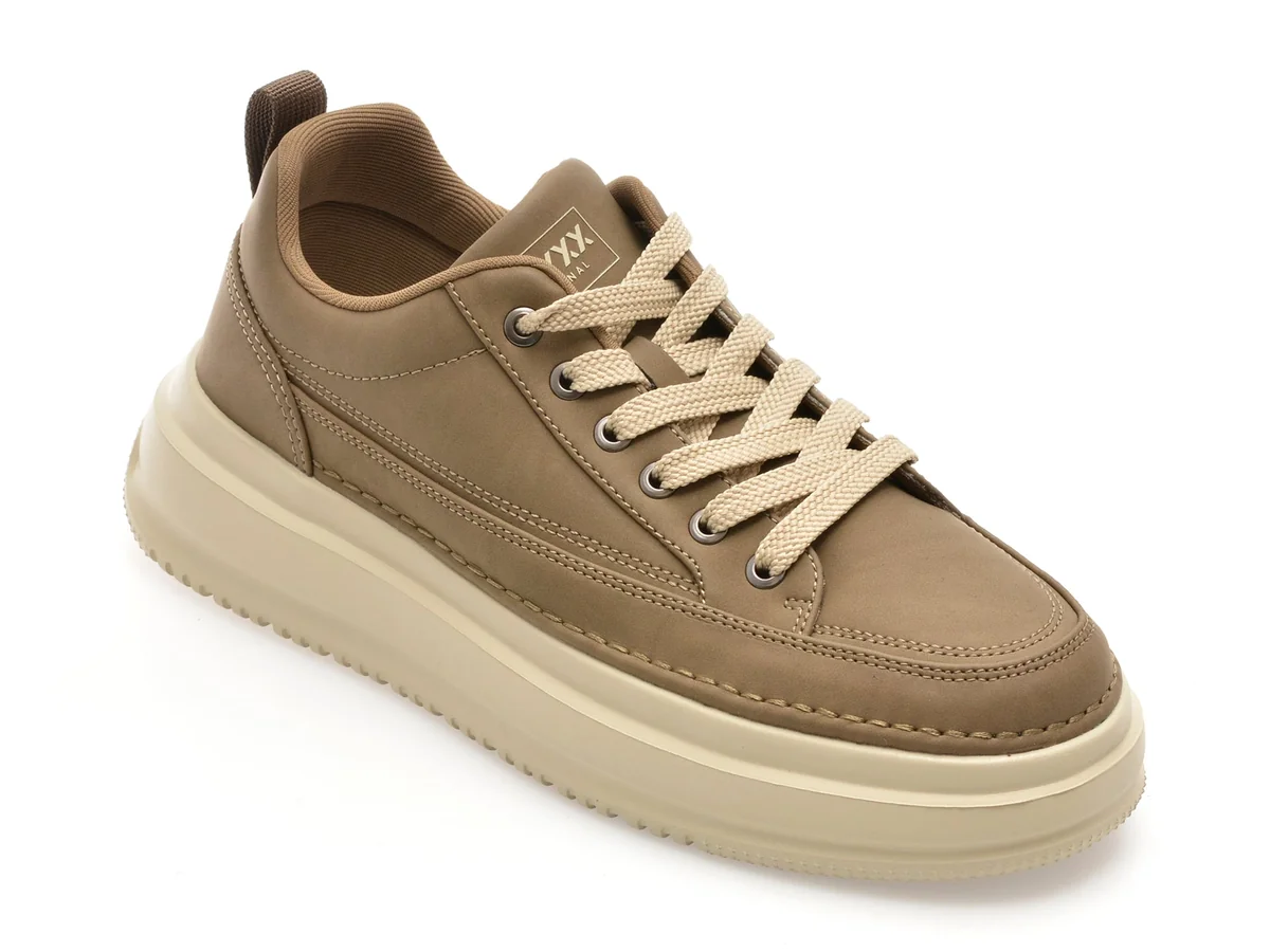 Pantofi Sport Gryxx Kaki, F8956, Din Piele Naturala