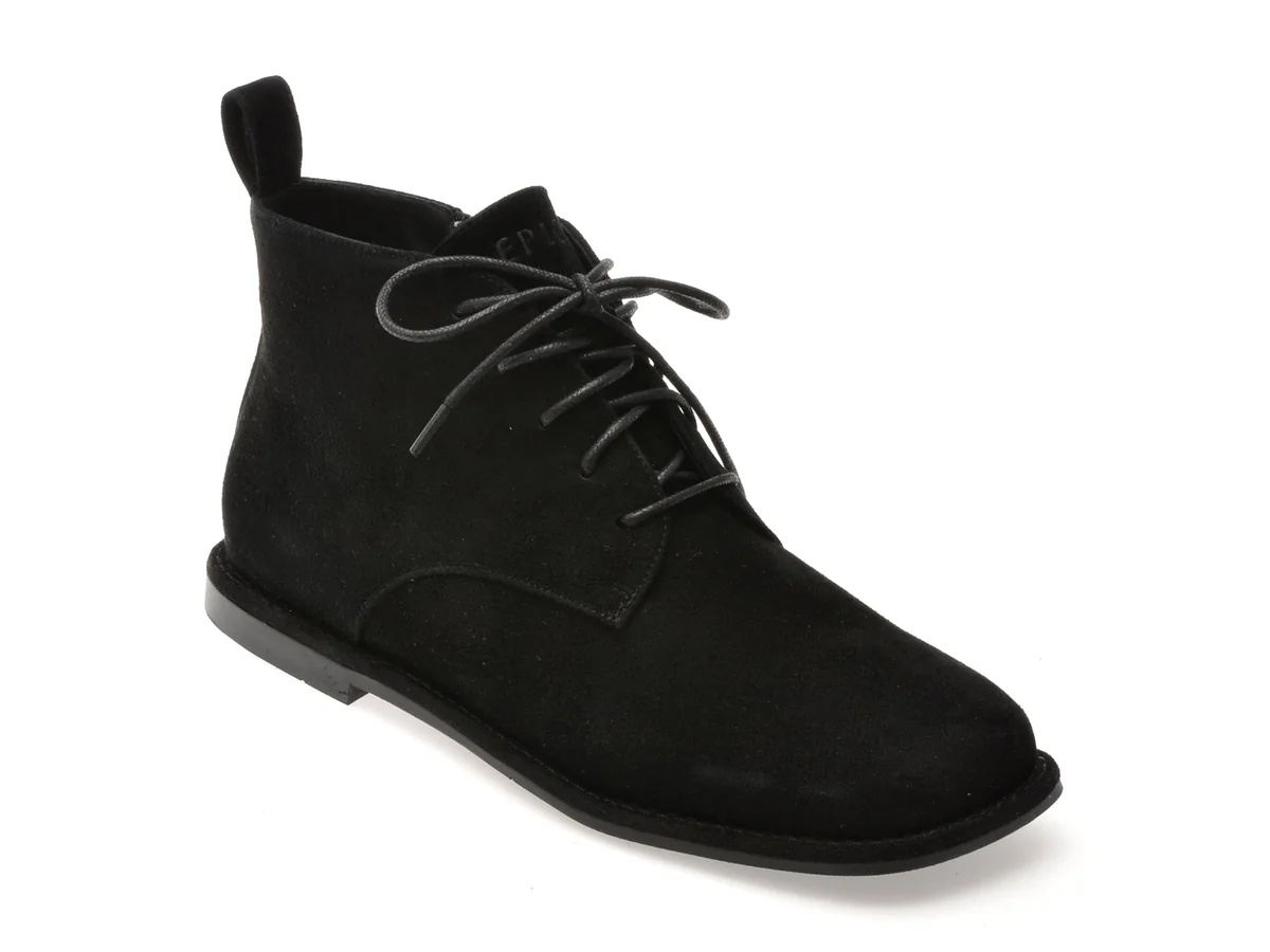 Ghete Epica Negre N566 Din Piele Întoarsă