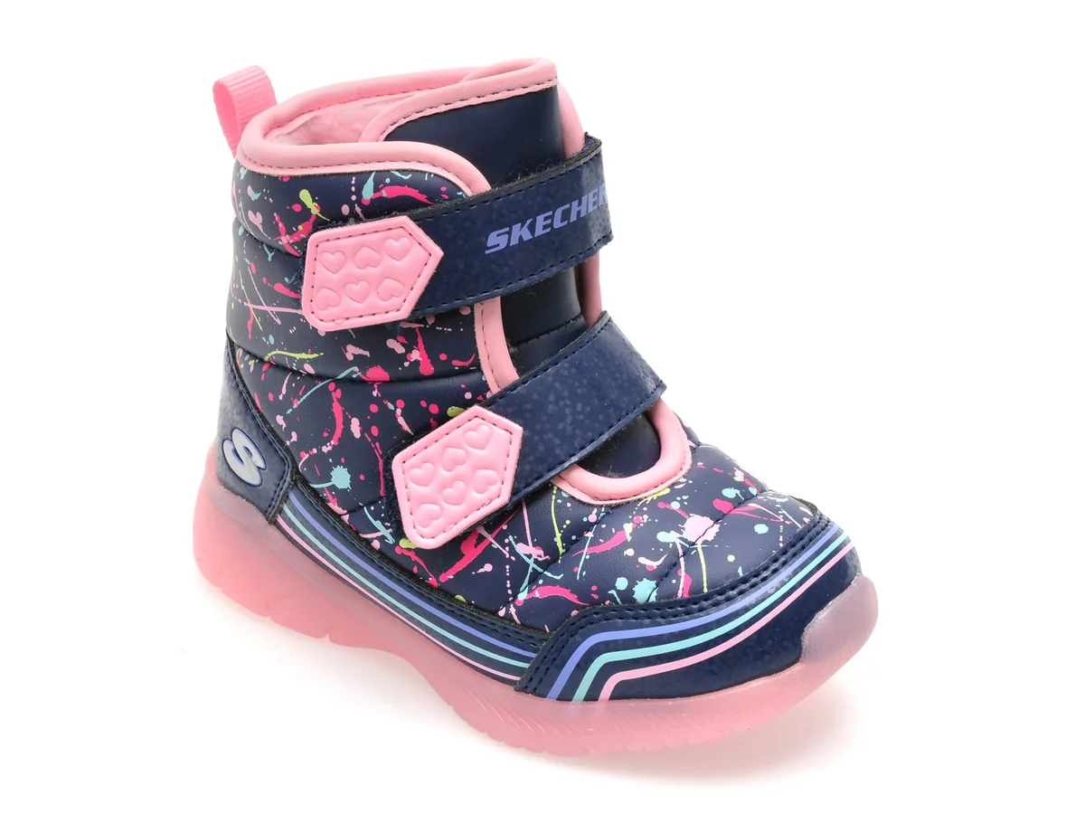 Ghete Skechers Bleumarin, Illumi-Brights, Din Piele Ecologică