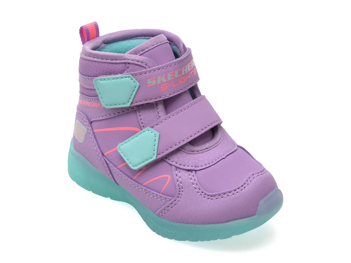 Ghete Skechers Mov, Illumi-Brights, Din Piele Ecologică