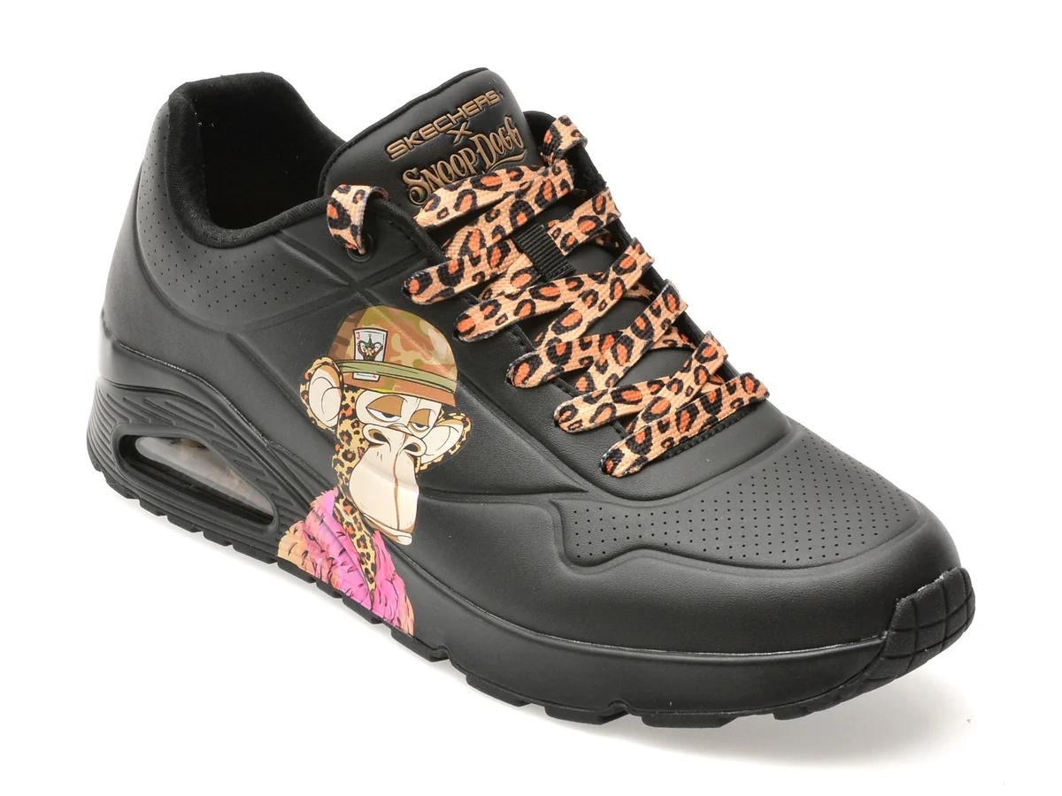 Pantofi Sport Skechers Negri, 251014, Din Piele Ecologică