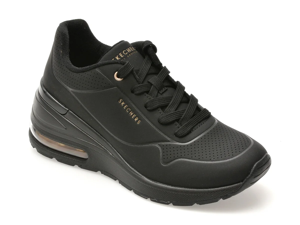 Pantofi Sport Skechers Negri, Million Air, Din Piele Ecologică