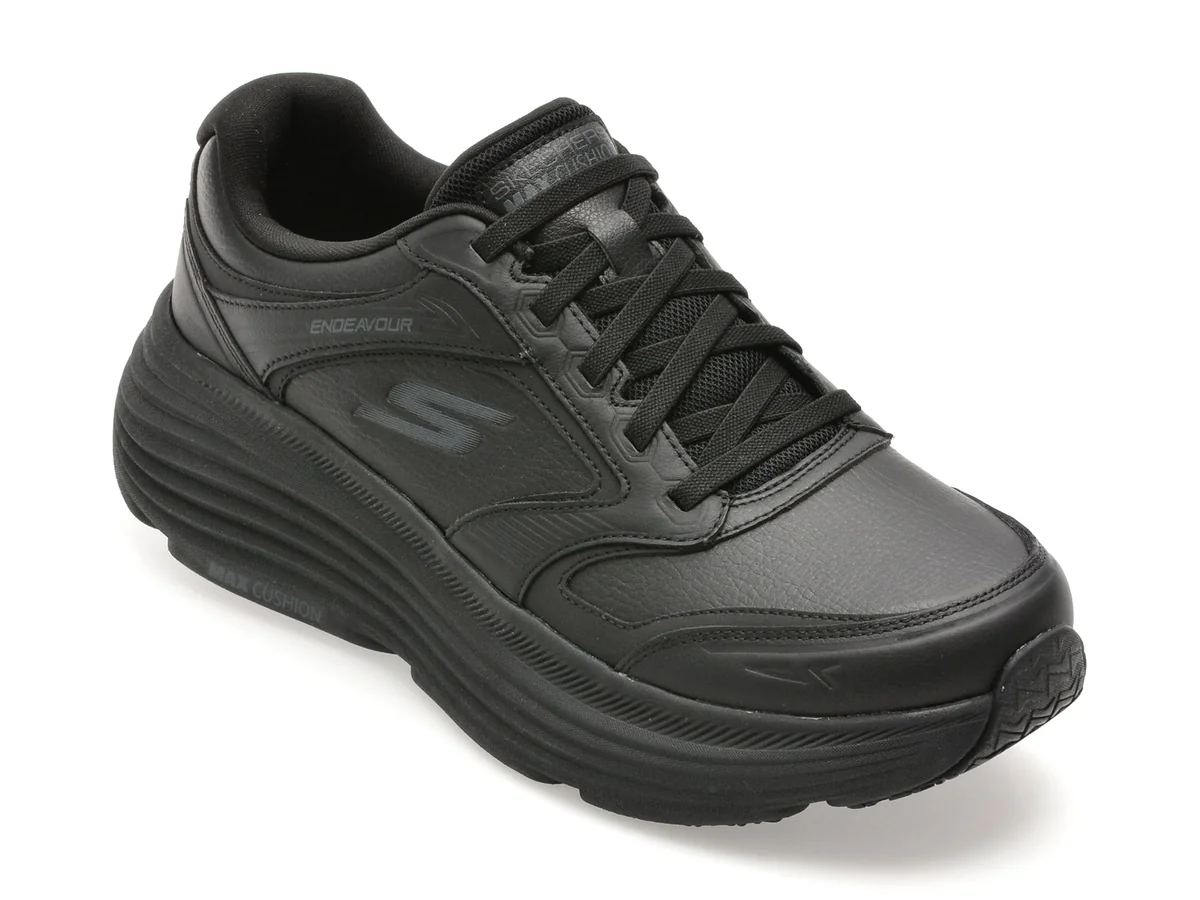Pantofi Sport Skechers Negri, Max Cushioning Endeavour, Din Piele Naturala