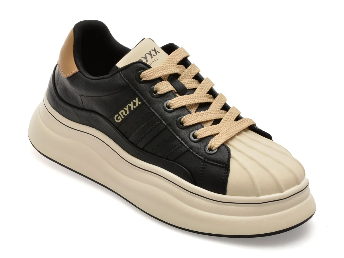 Pantofi Sport Gryxx Negri, F8922, Din Piele Naturala