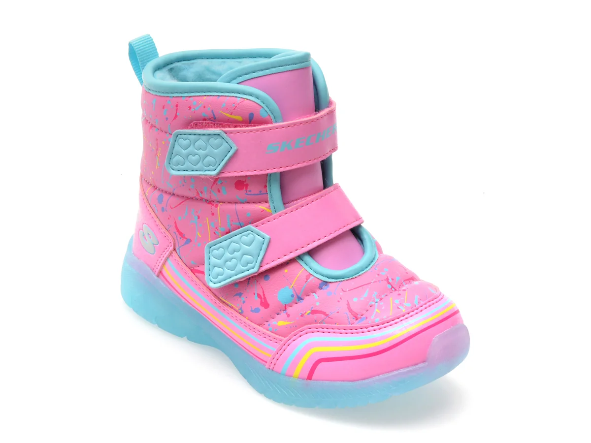 Ghete Skechers Roz, Illumi-Brights, Din Piele Ecologică