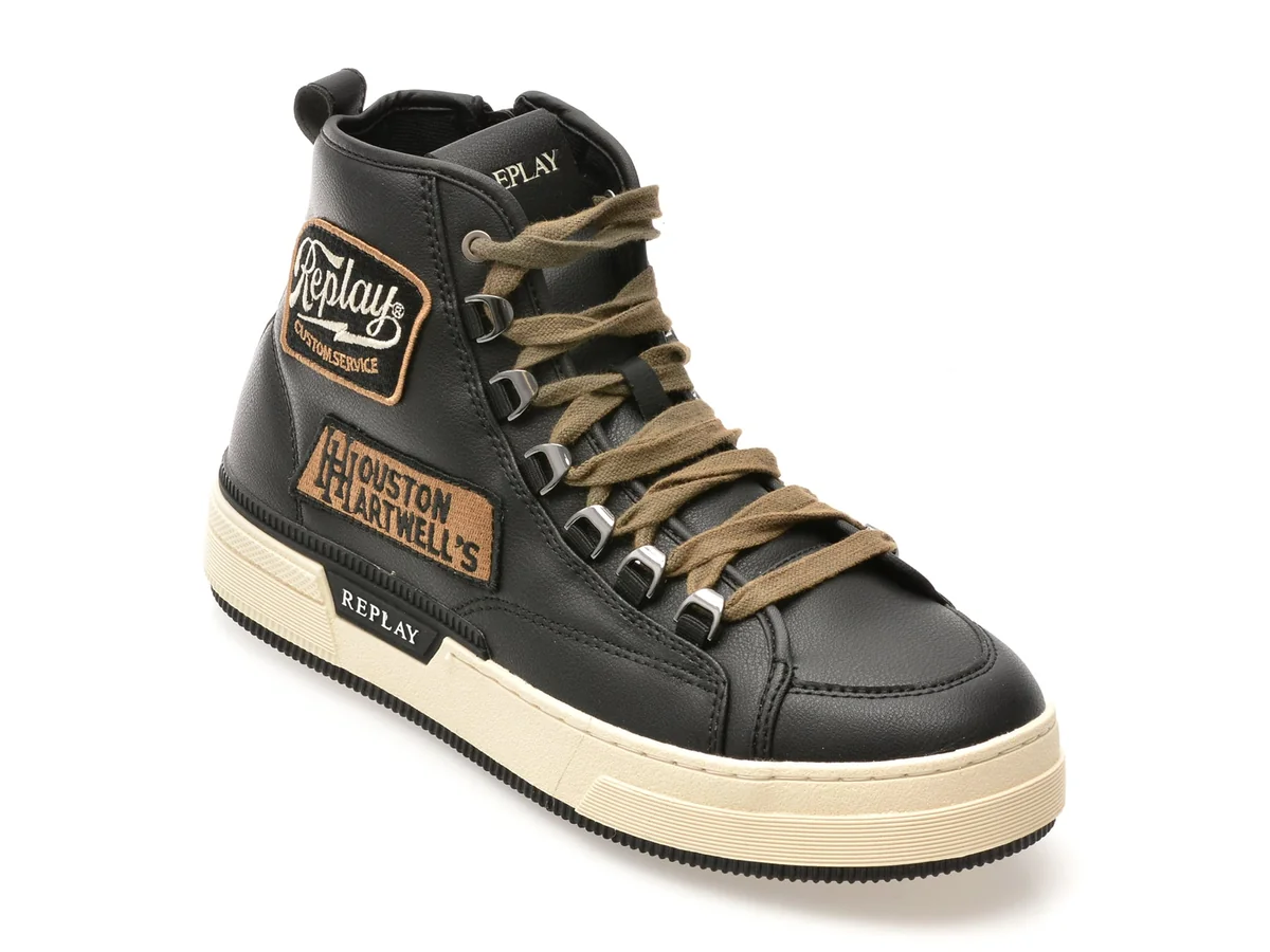 Ghete Replay Negre MZ6R10S Din Piele Ecologica