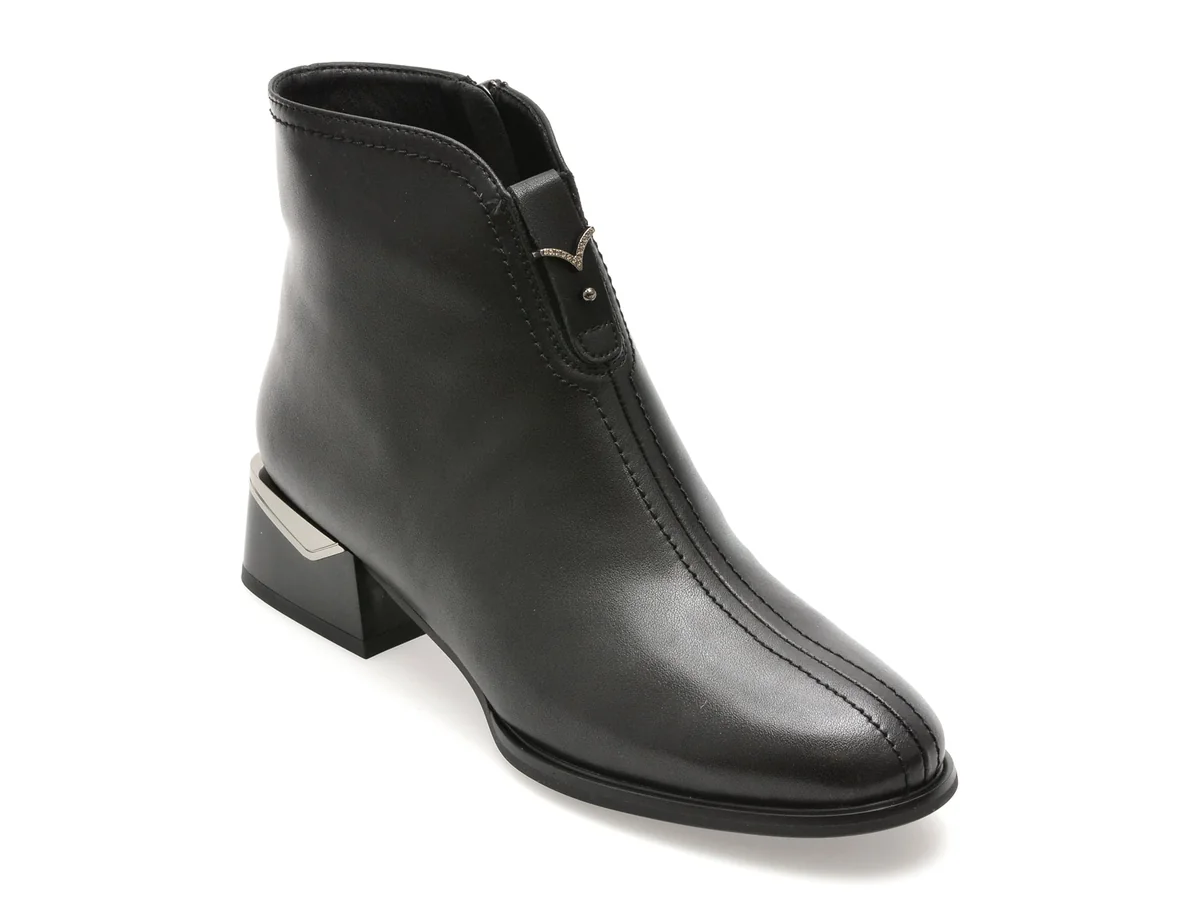 Botine Flavia Passini Negre, Dx712A, Din Piele Naturală