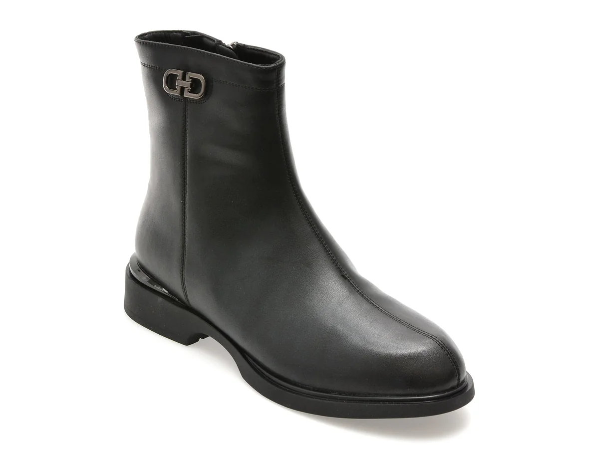 Ghete Flavia Passini Negre, DX1285, Din Piele Naturala
