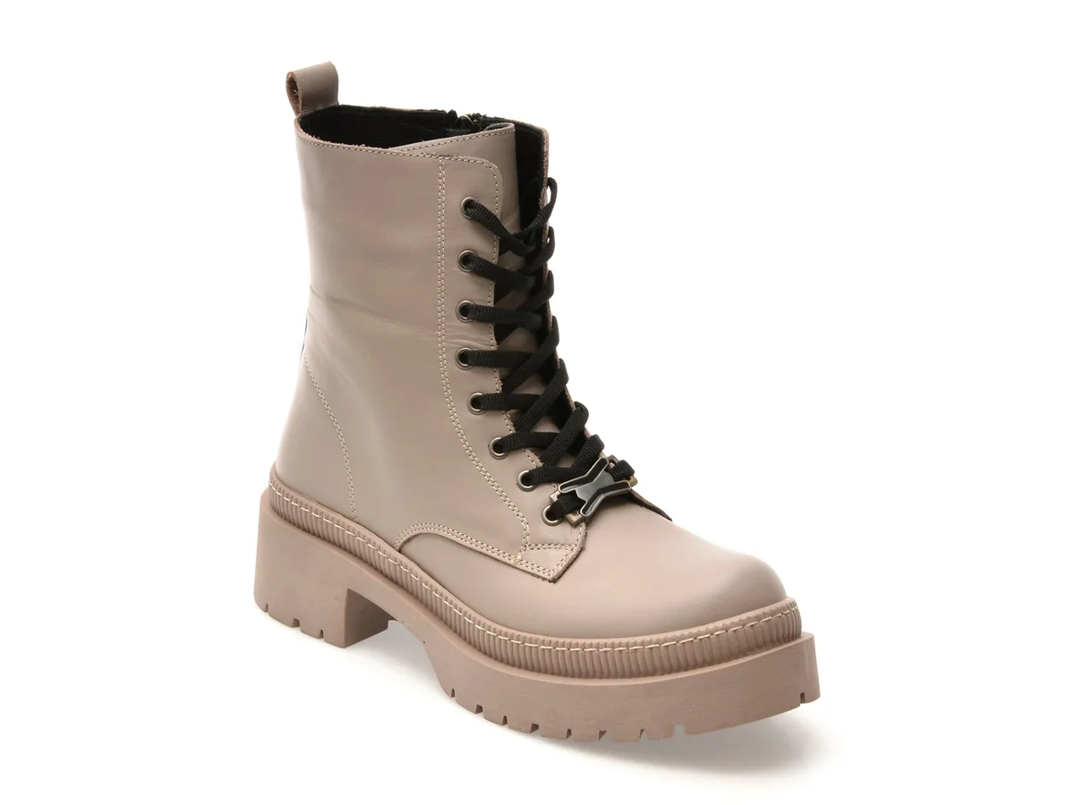 Ghete Flavia Passini Gri, 901VZN, Din Piele Naturala