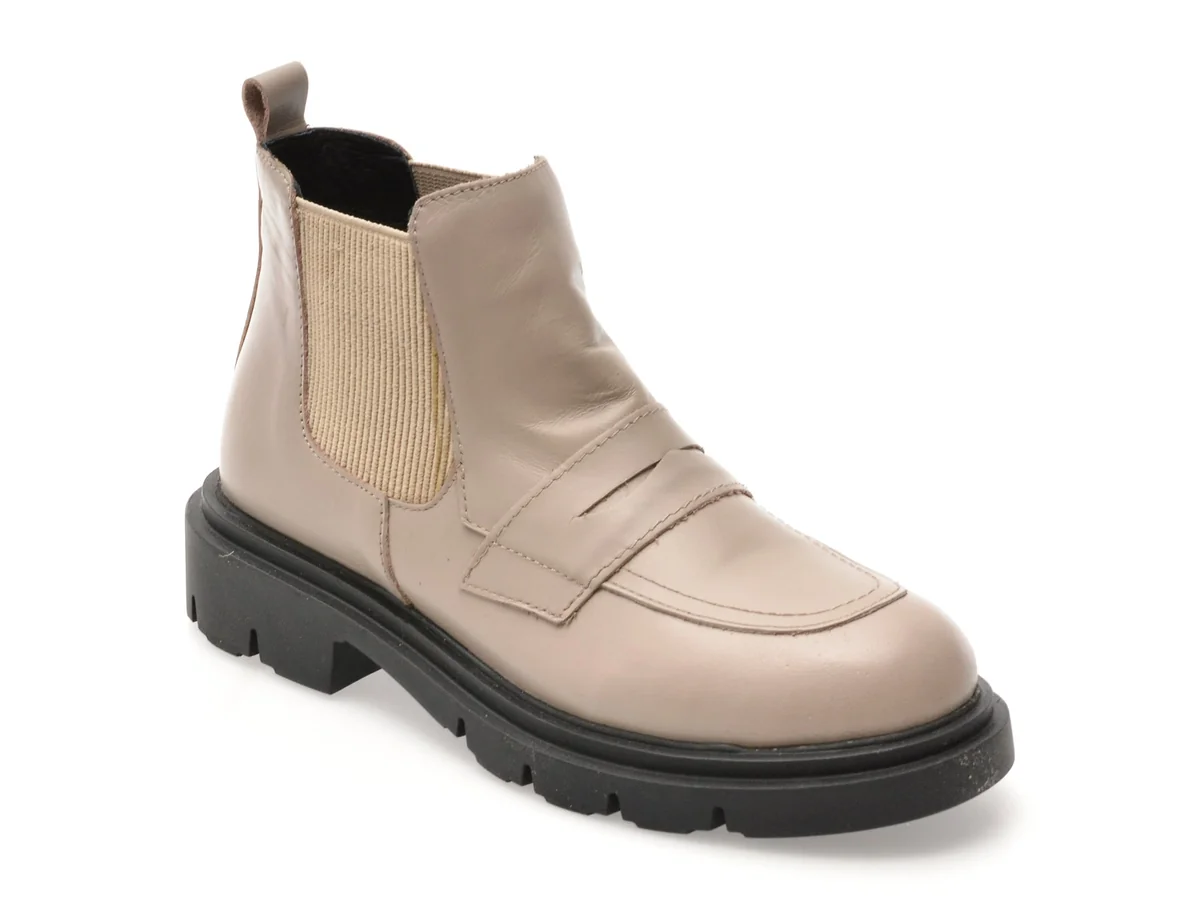 Ghete Flavia Passini Gri, 1002VZN, Din Piele Naturala