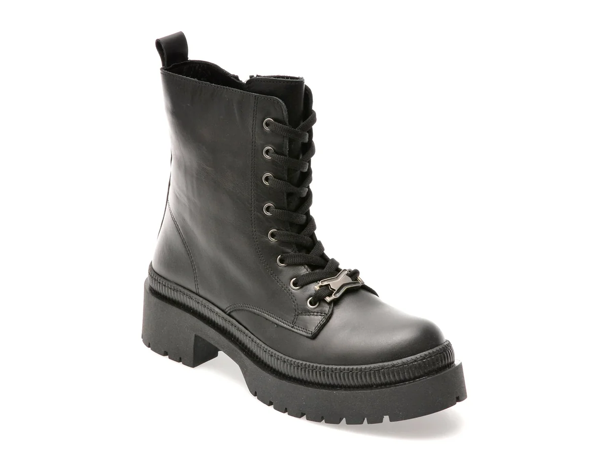 Ghete Flavia Passini Negre, 901SY, Din Piele Naturala