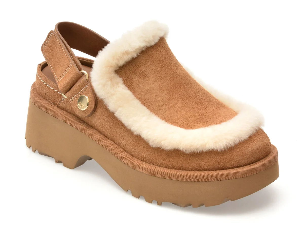 Papuci Ugg Maro, New Heights Esme Clog, Din Piele Întoarsă