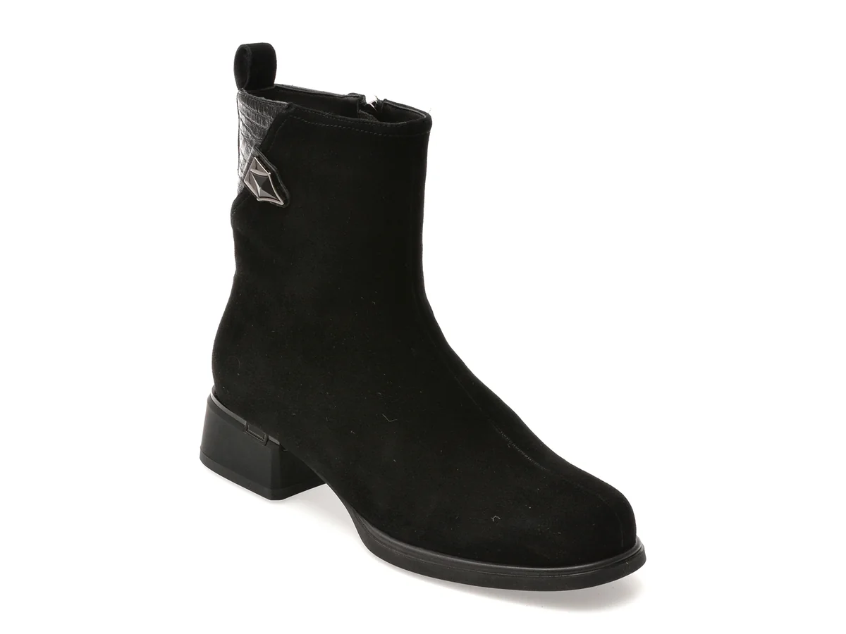 Ghete Epica Negre W1382 Din Piele Intoarsa