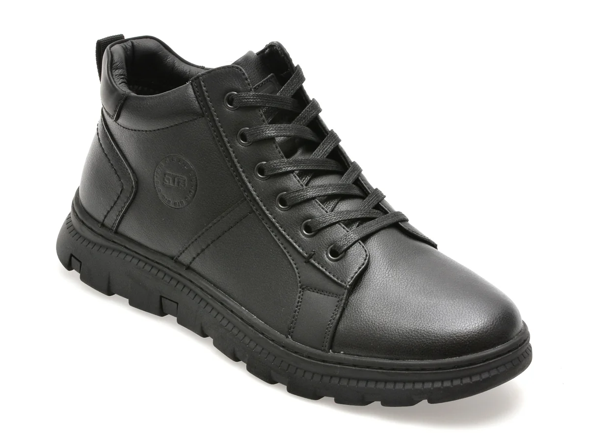 Ghete Bite The Bullet Negre, K164, Din Piele Naturală