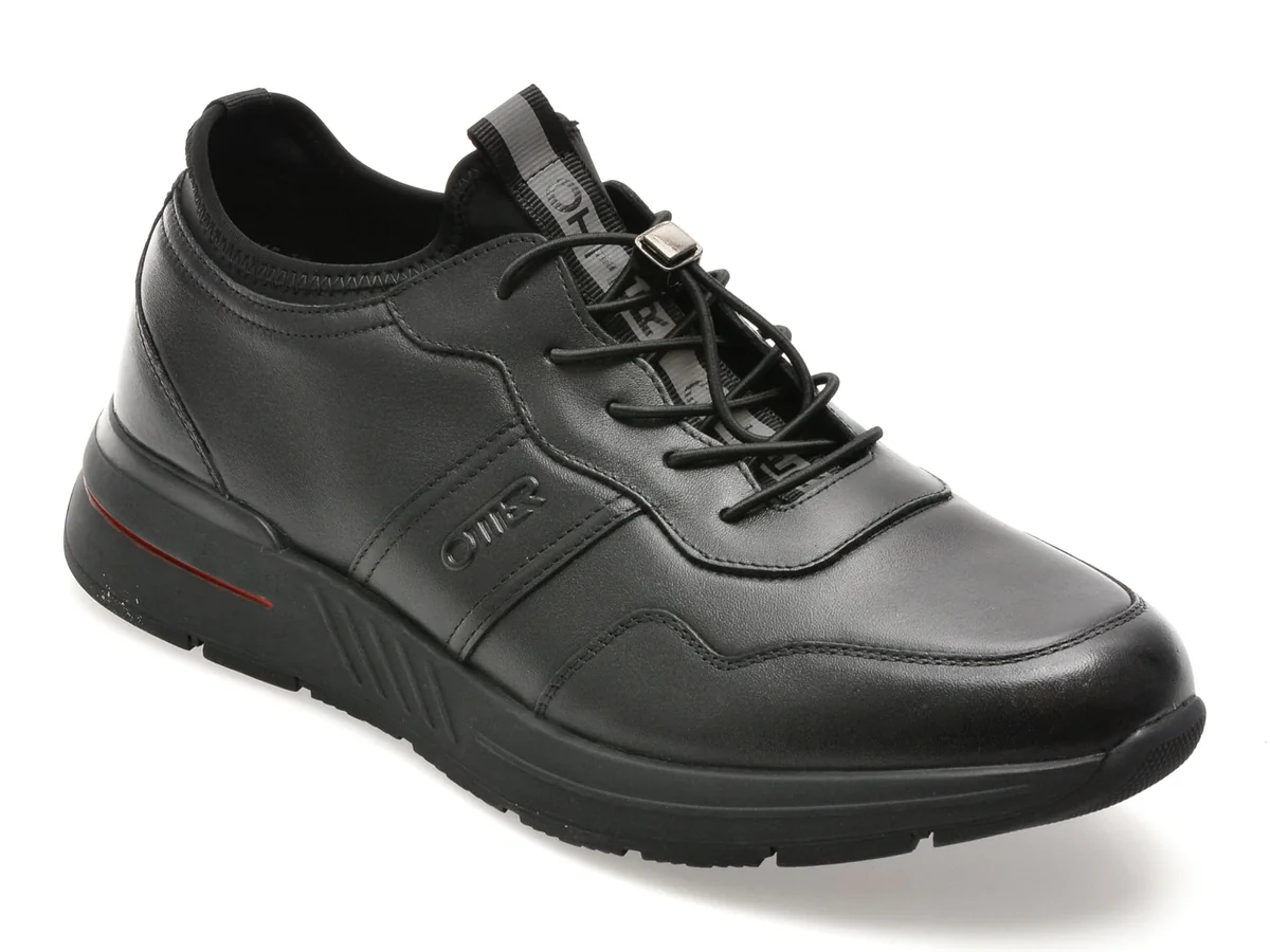 Pantofi Sport Otter Negri, LT15, Din Piele Naturală