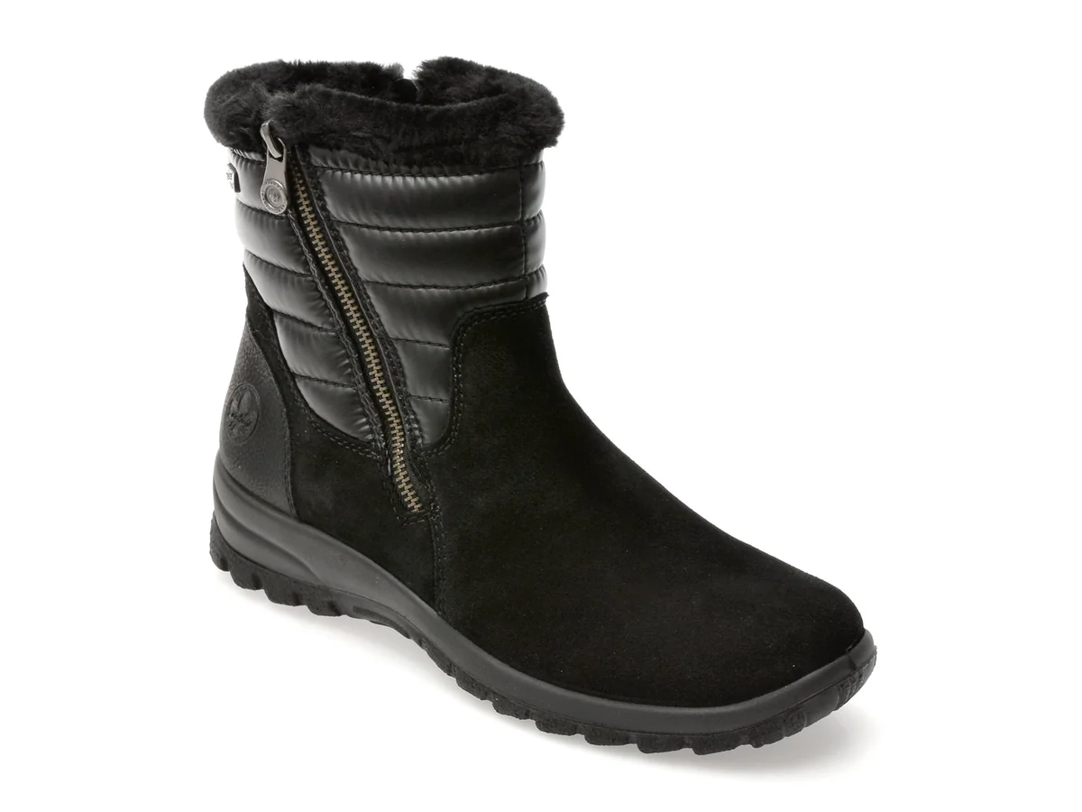 Ghete Rieker Negre L7187, Din Piele Naturala