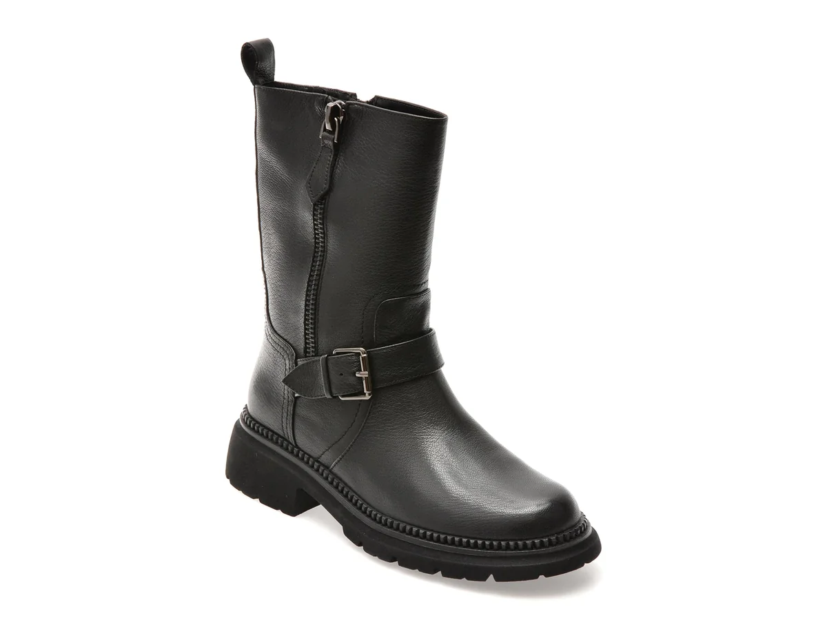 Ghete Epica Negre W389D8 Din Piele Naturala