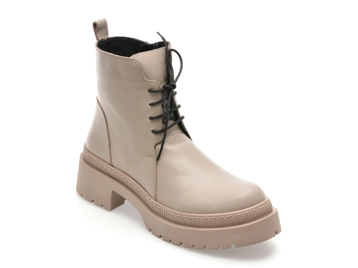 Ghete Flavia Passini Gri, 903VZN, Din Piele Naturala