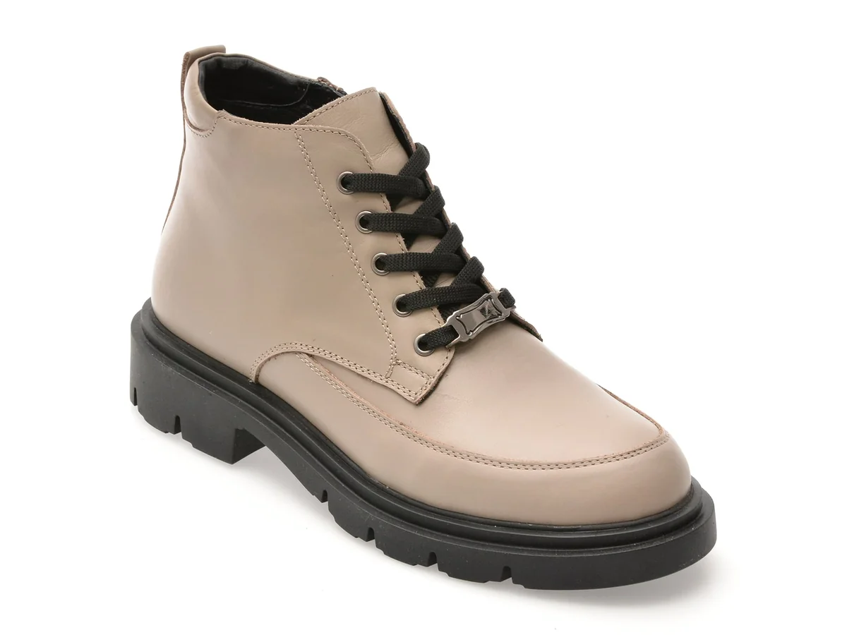 Ghete Flavia Passini Gri, 1001VZN, Din Piele Naturala