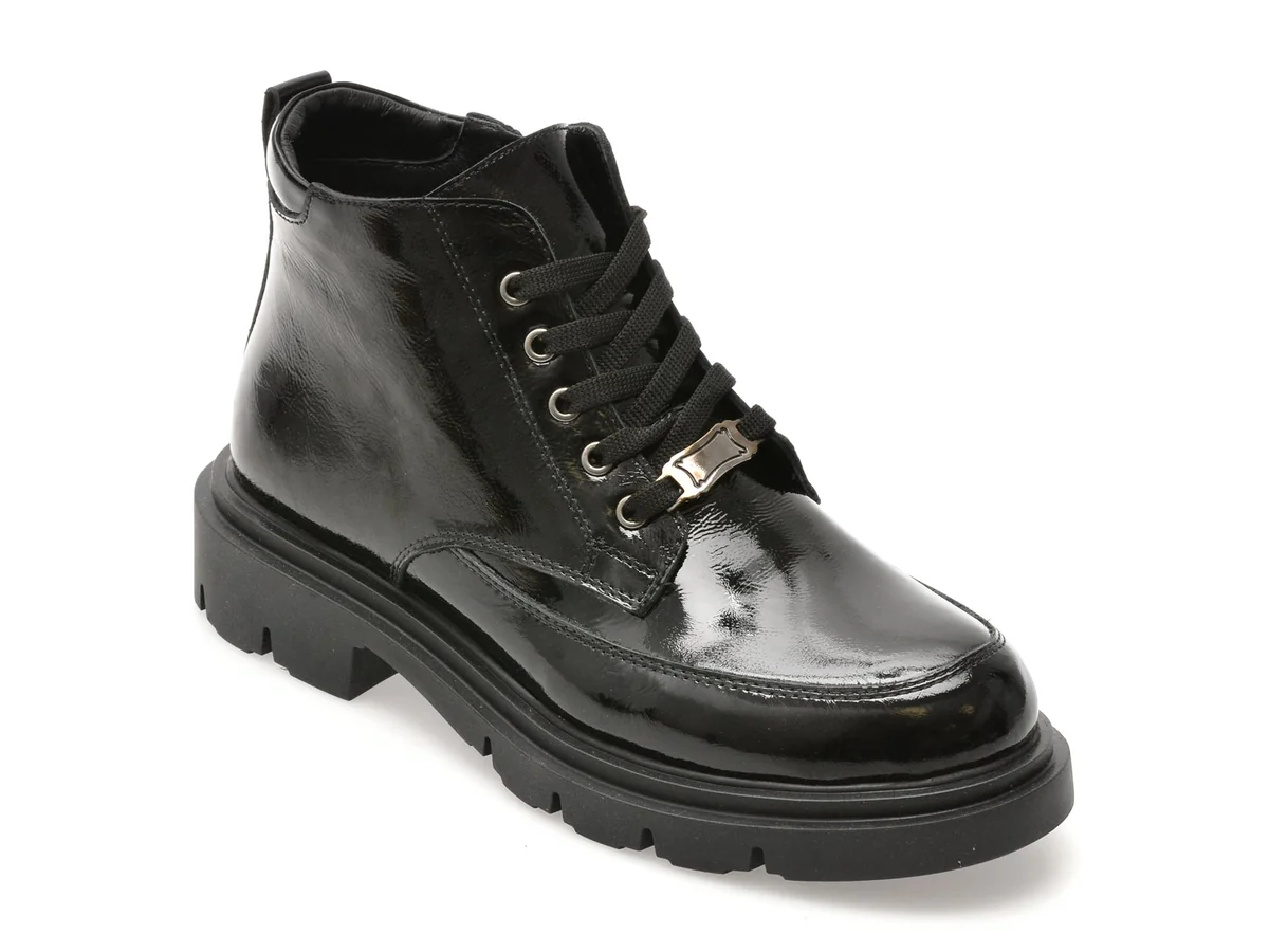 Ghete Flavia Passini Negre 1001SYR, Din Piele Naturala Lăcuită