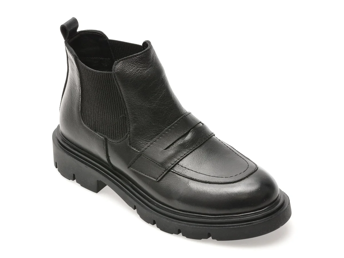 Ghete Flavia Passini Negre, 1002SYX, Din Piele Naturala