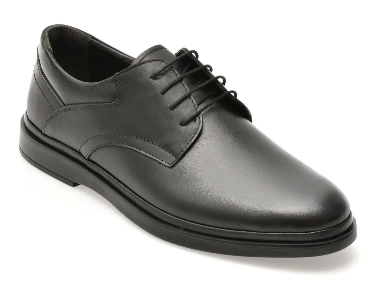 Pantofi Eleganți Bite The Bullet Negri, FL326, Din Piele Naturală