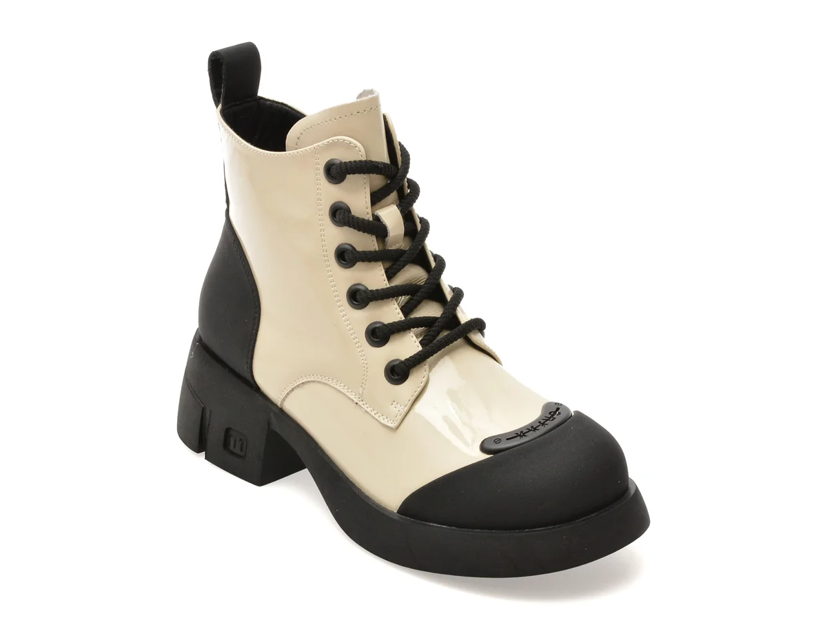 Ghete Gryxx Alb-Negru, B98, Din Piele Naturala Lacuita