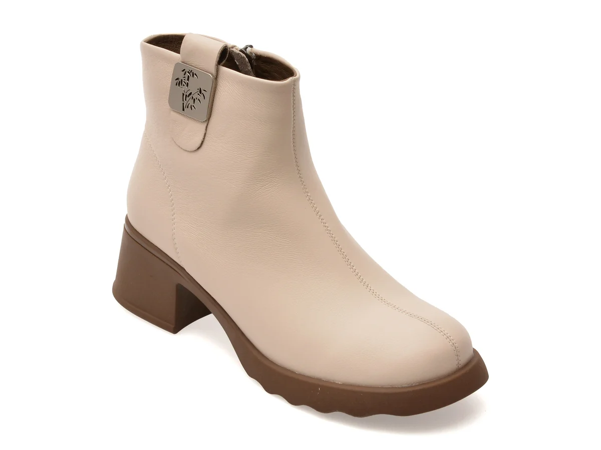 Ghete Flavia Passini Bej, 5209, Din Piele Naturala