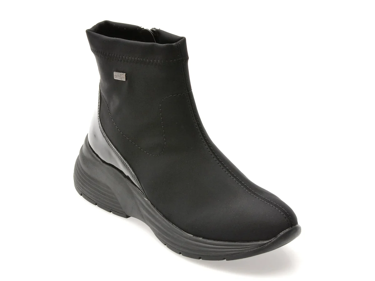 Ghete Remonte Negre, D6677, Din Material Textil