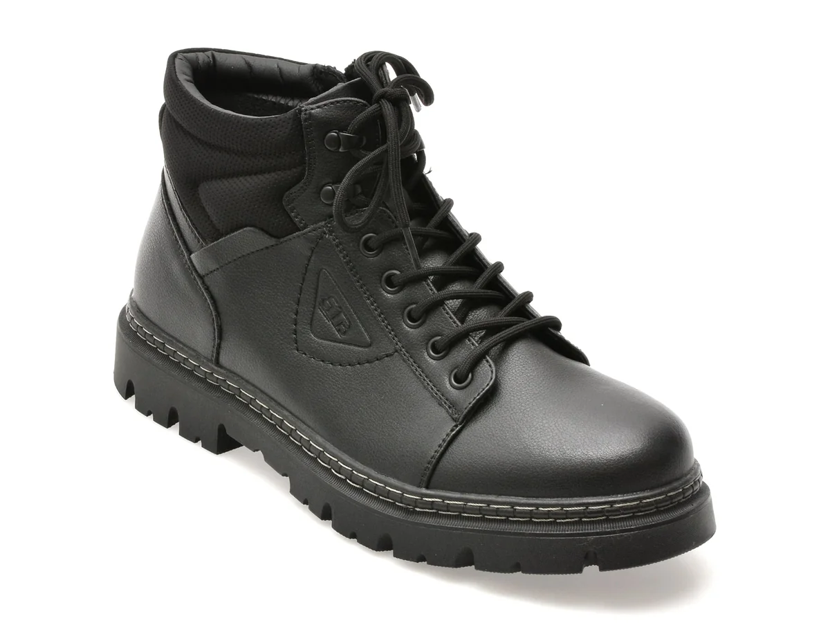 Ghete Bite The Bullet Negre, K193, Din Piele Naturala