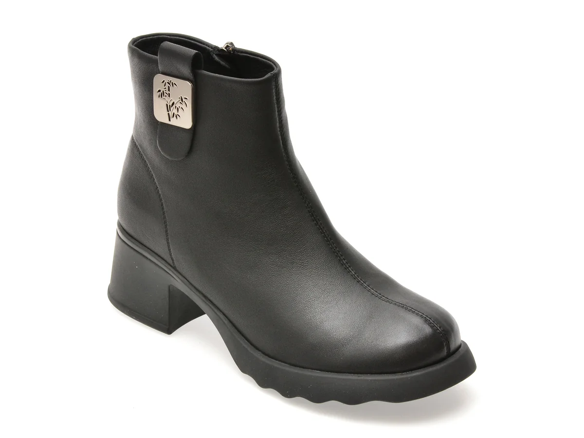 Ghete Flavia Passini Negre, 5209, Din Piele Naturala