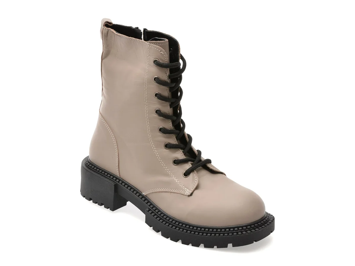 Ghete Flavia Passini Gri, 1009VZN, Din Piele Naturala