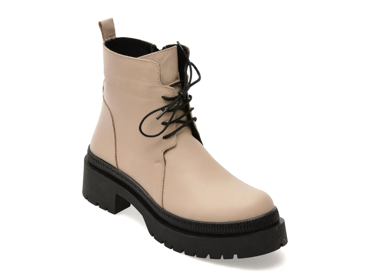 Ghete Flavia Passini Bej, 903BJ, Din Piele Naturala