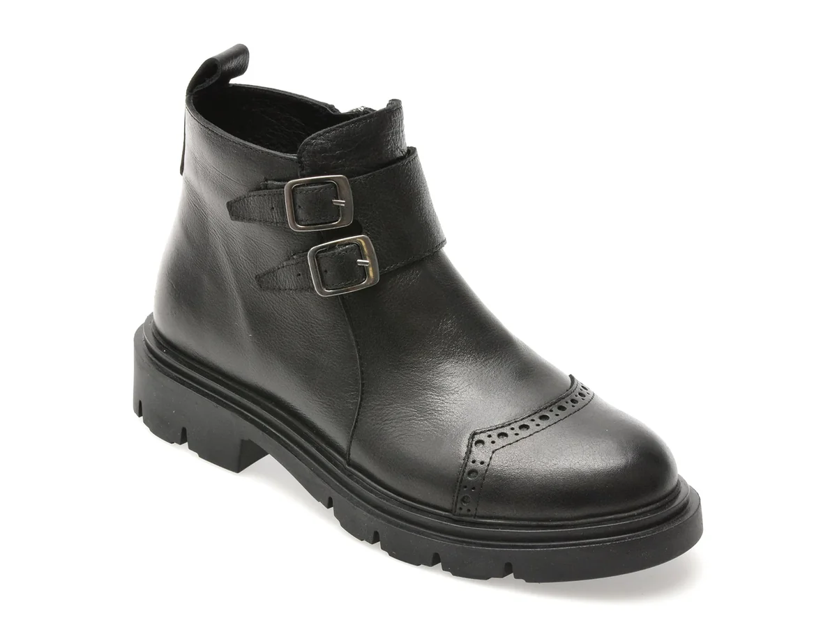 Ghete Flavia Passini Negre, 1003SYX, Din Piele Naturala