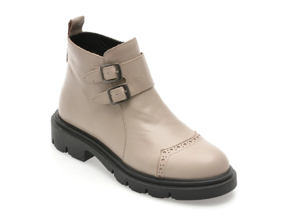 Ghete Flavia Passini Gri, 1003VZN, Din Piele Naturala