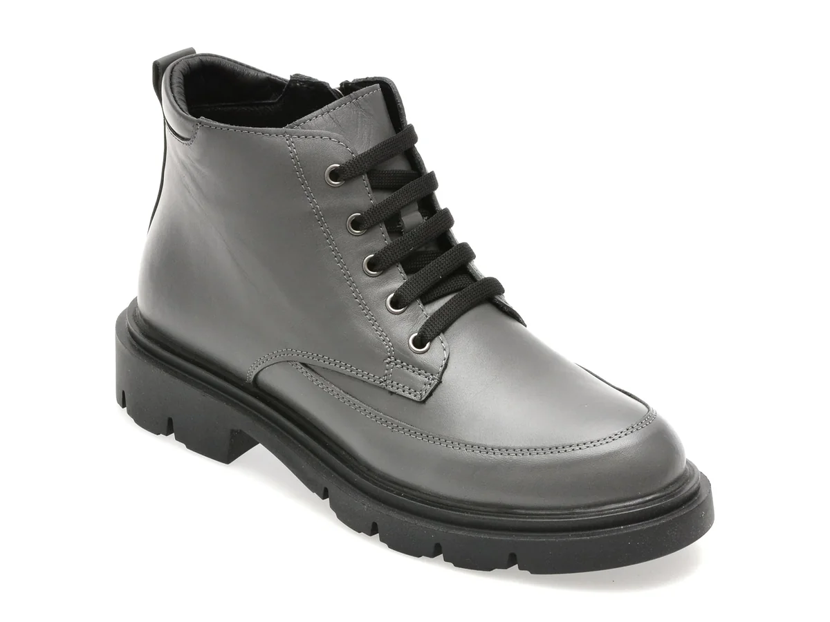 Ghete Flavia Passini Gri, 1001GR, Din Piele Naturala